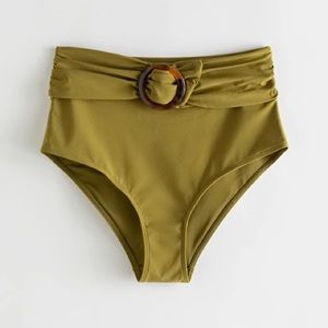 Belted High-Waisted Bikini Bottoms | Olive Green
